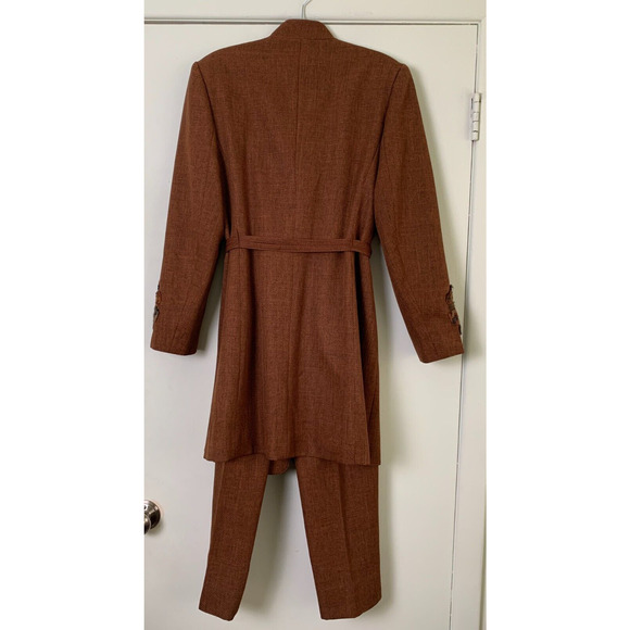 JOHN MEYER BROWN LONG LINE PANT SUIT BEADED EMBROIDERED SIZE 10 - Picture 10 of 16